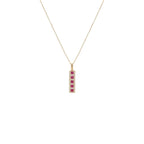 14K Gold Diamond Emerald/Ruby/Sapphire Pendant Necklace, 18 Inch Cable Chain