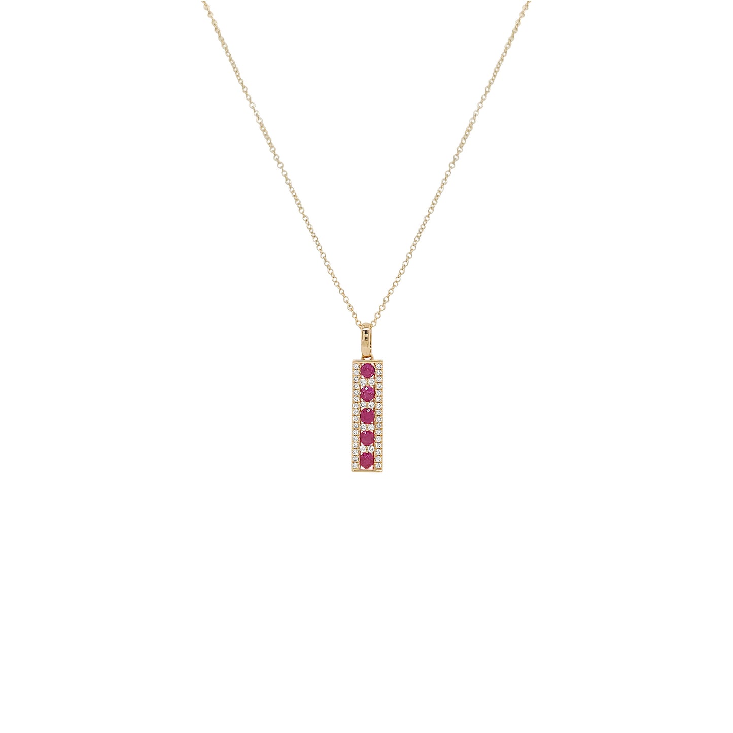 14K Gold Diamond Emerald/Ruby/Sapphire Pendant Necklace, 18 Inch Cable Chain