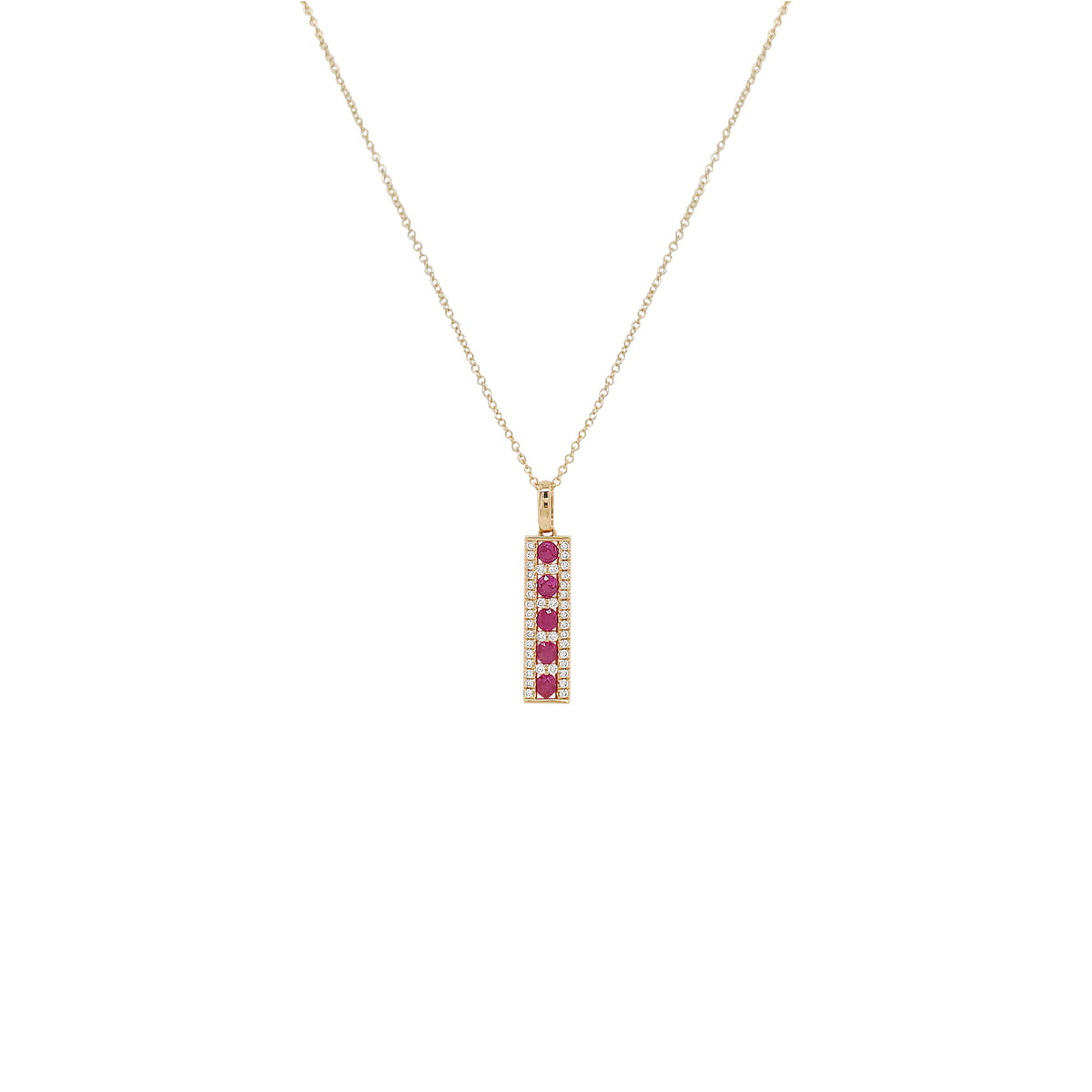14K Gold Diamond Emerald/Ruby/Sapphire Pendant Necklace, 18 Inch Cable Chain