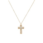 14K Solid Gold Diamond Cross Pendant Necklace, Religious Jewelry Gift
