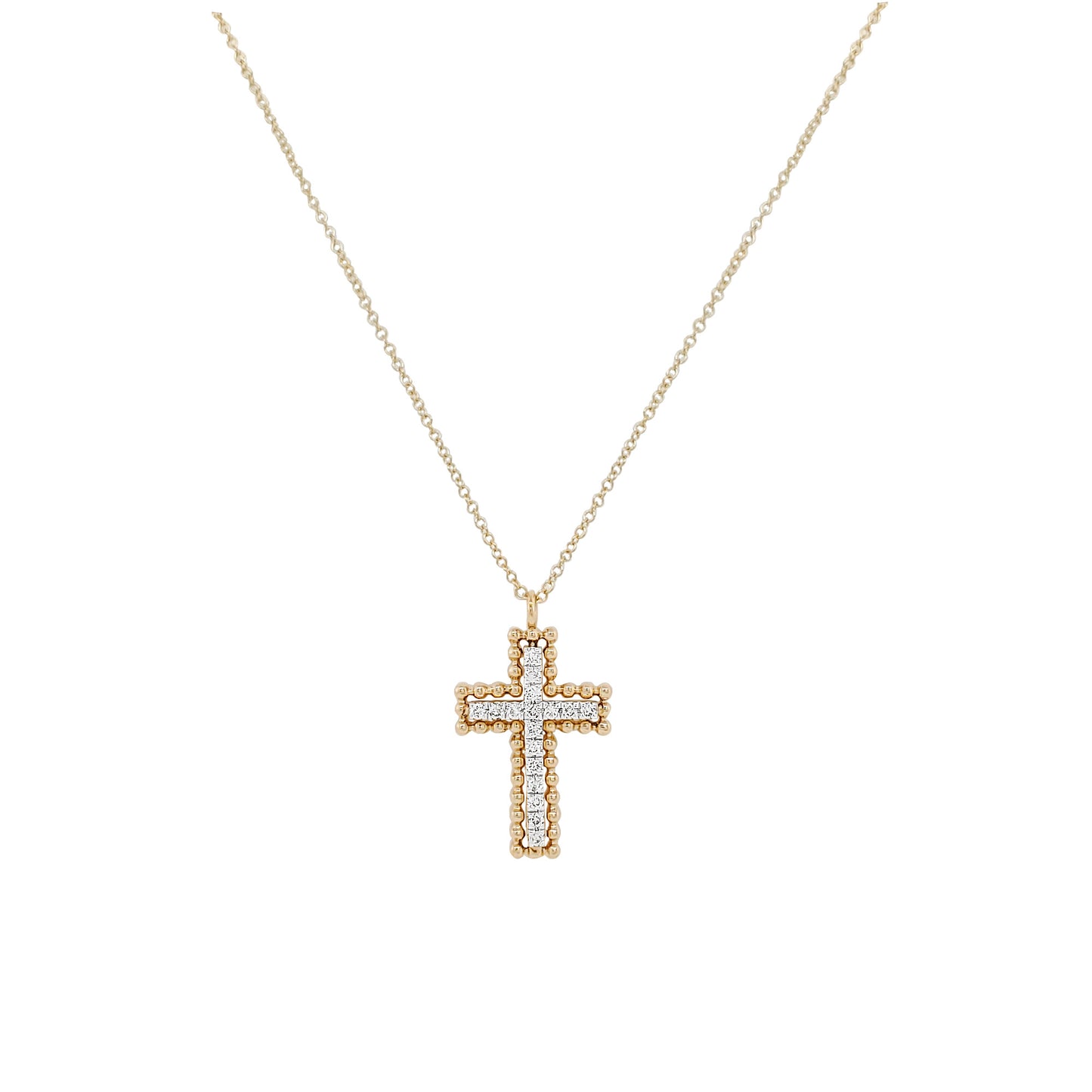14K Solid Gold Diamond Cross Pendant Necklace, Religious Jewelry Gift
