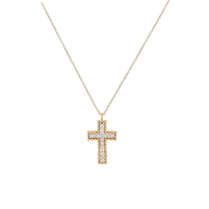 14K Solid Gold Diamond Cross Pendant Necklace, Religious Jewelry Gift