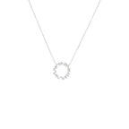 Baguette Diamond Circle Pendant Necklace, 14K White Gold, Geometric Halo