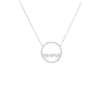 Baguette Diamond Circle Pendant Necklace, 14K White Gold, Geometric Horizon