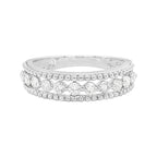 14K White Gold Diamond Ring, 2/5 CTW Triple Row Milgrain Band