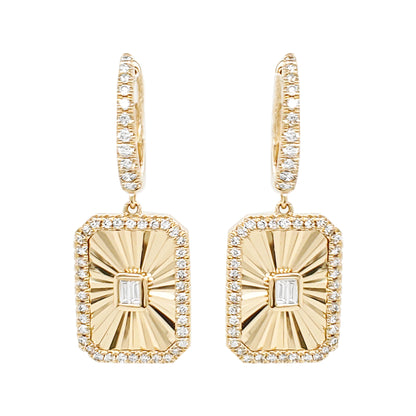 14K Gold Diamond Dangle Earrings: 2/5 CTW Fluted Design