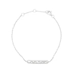14K White Gold Diamond Bar Bracelet, Baguette & Round Cut