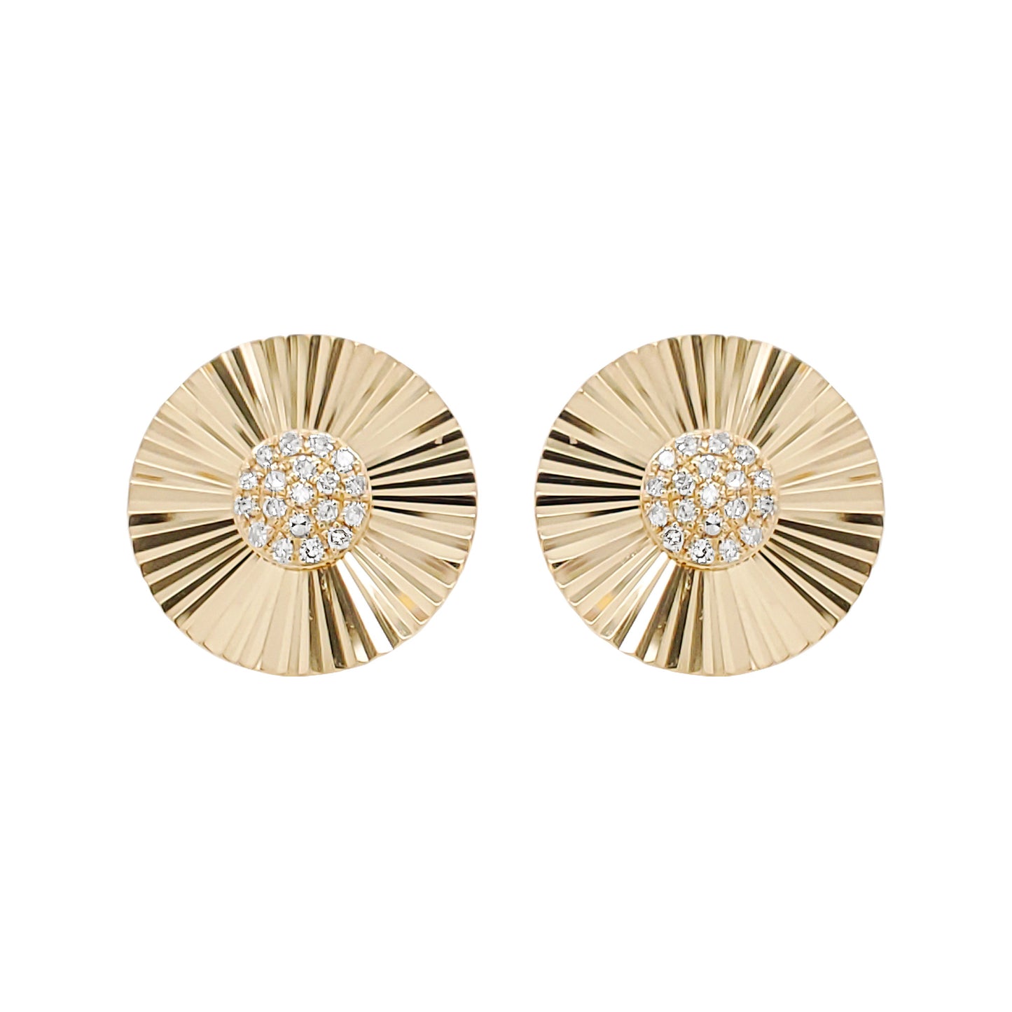 14K Gold Fluted Diamond Earrings: Elegant Party Jewelry