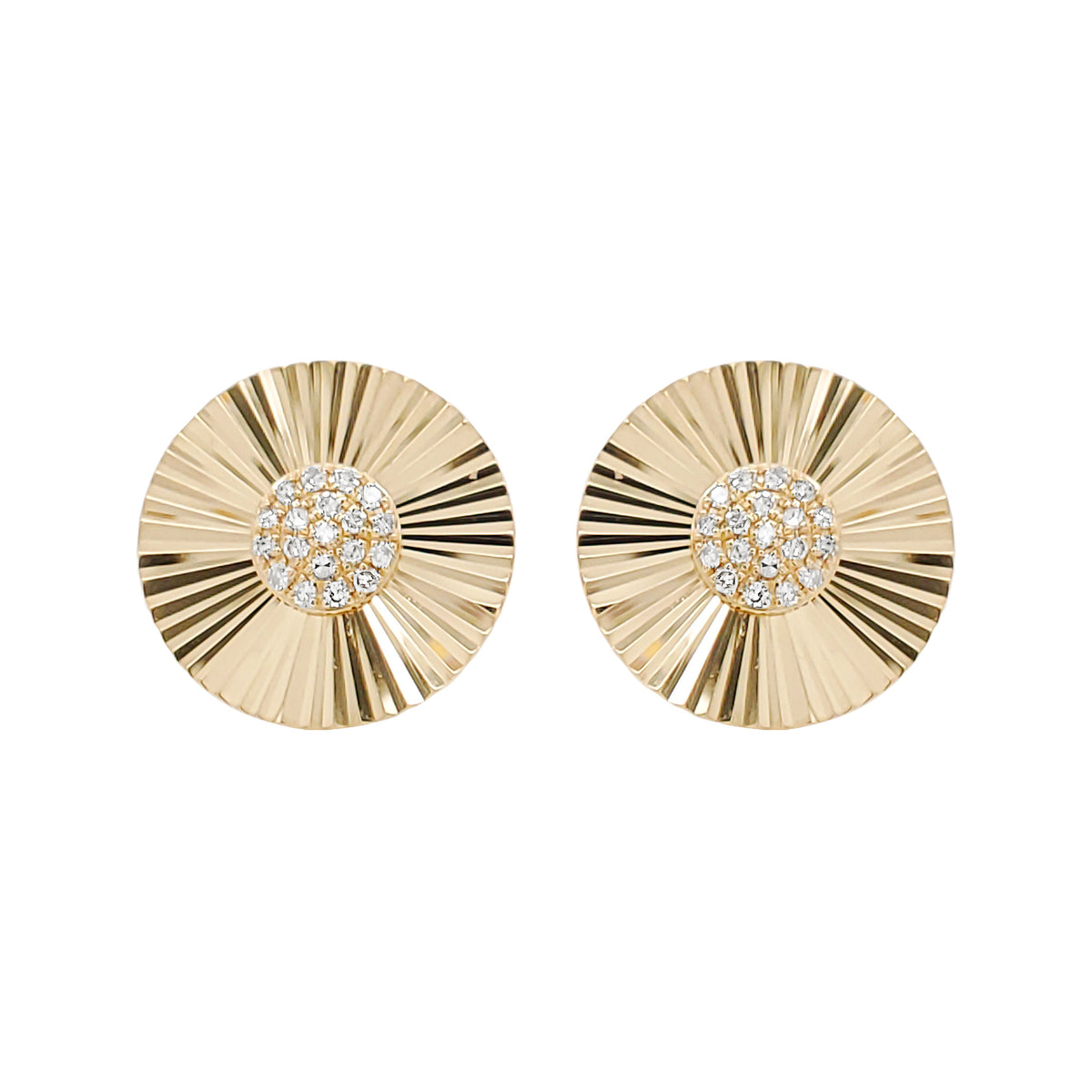 14K Gold Fluted Diamond Earrings: Elegant Party Jewelry