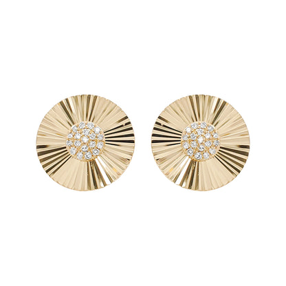 14K Gold Fluted Diamond Earrings: Elegant Party Jewelry