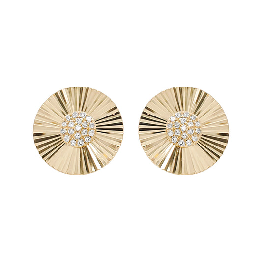 14K Gold Fluted Diamond Earrings: Elegant Party Jewelry