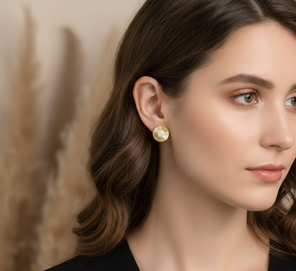 14K Gold Fluted Diamond Earrings: Elegant Party Jewelry
