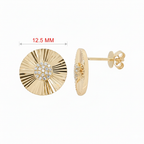 14K Gold Fluted Diamond Earrings: Elegant Party Jewelry