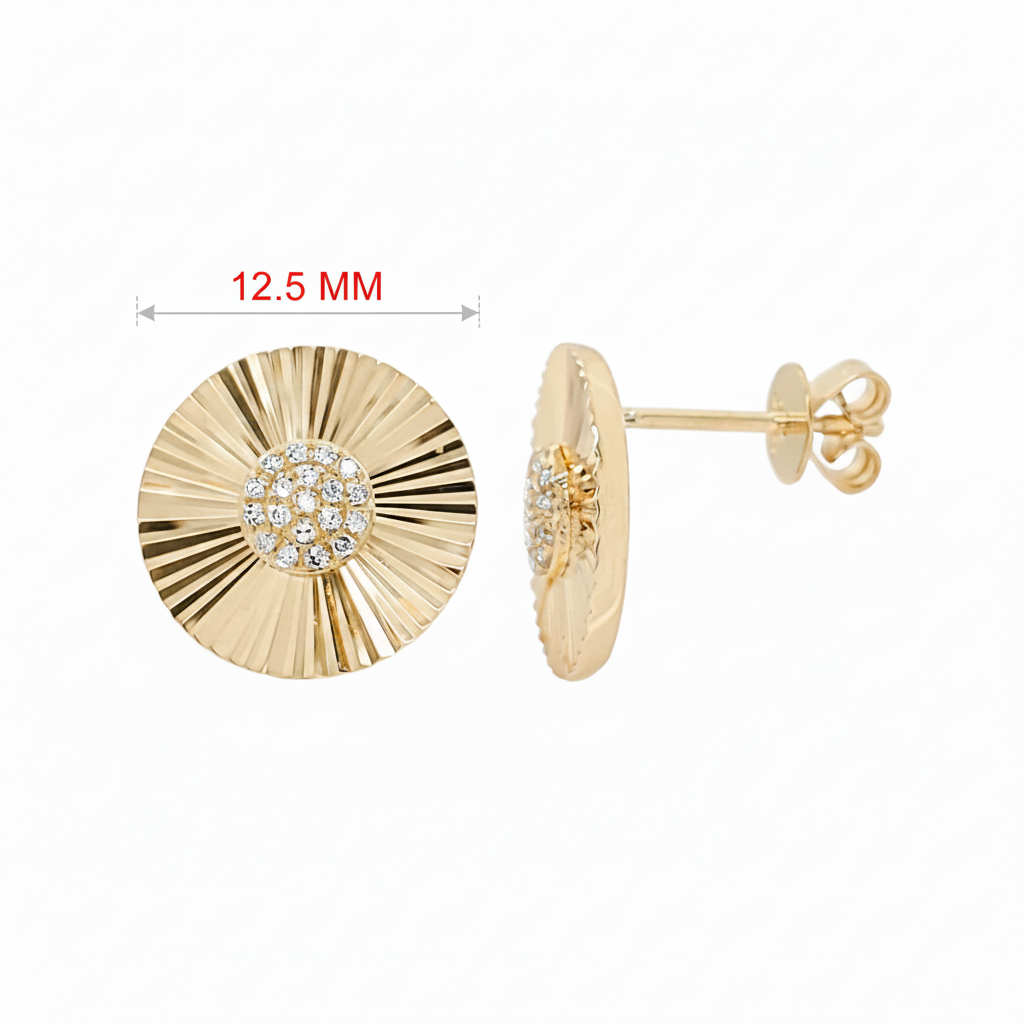 14K Gold Fluted Diamond Earrings: Elegant Party Jewelry