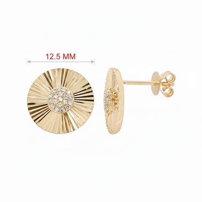 14K Gold Fluted Diamond Earrings: Elegant Party Jewelry