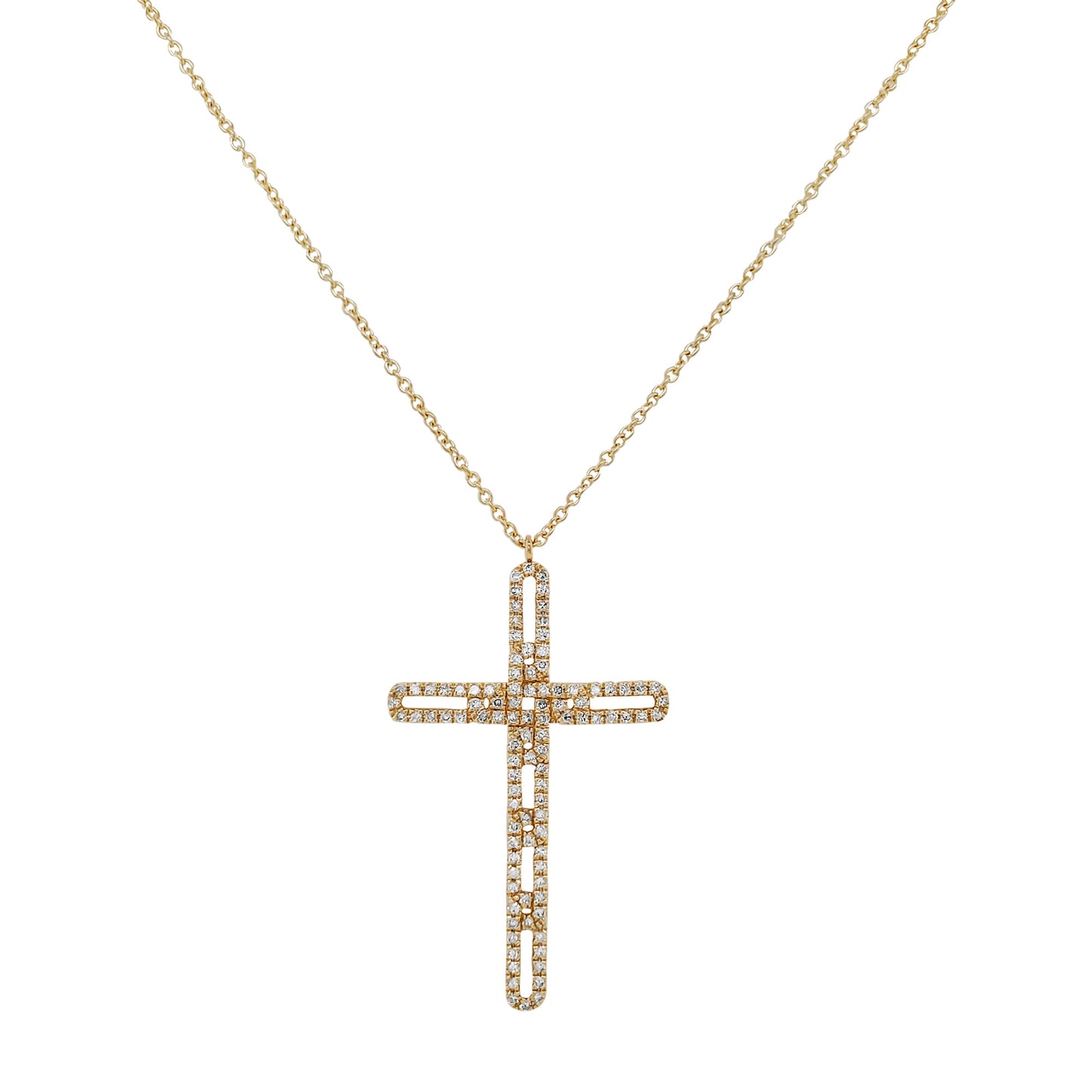 14K Yellow Gold Diamond Cross Necklace, 2/5 CTW, 18 Inch Cable Chain