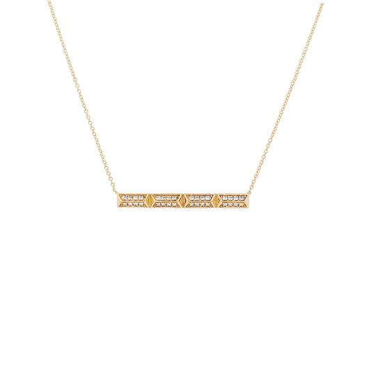 14K Yellow Gold Diamond Bar Necklace, Geometric Pendant, 1/5 CTW, 18 Inch Cable Chain