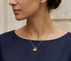 14K Yellow Gold Fluted Flower Diamond Pendant Necklace  – Adjustable 18 Inch Chain