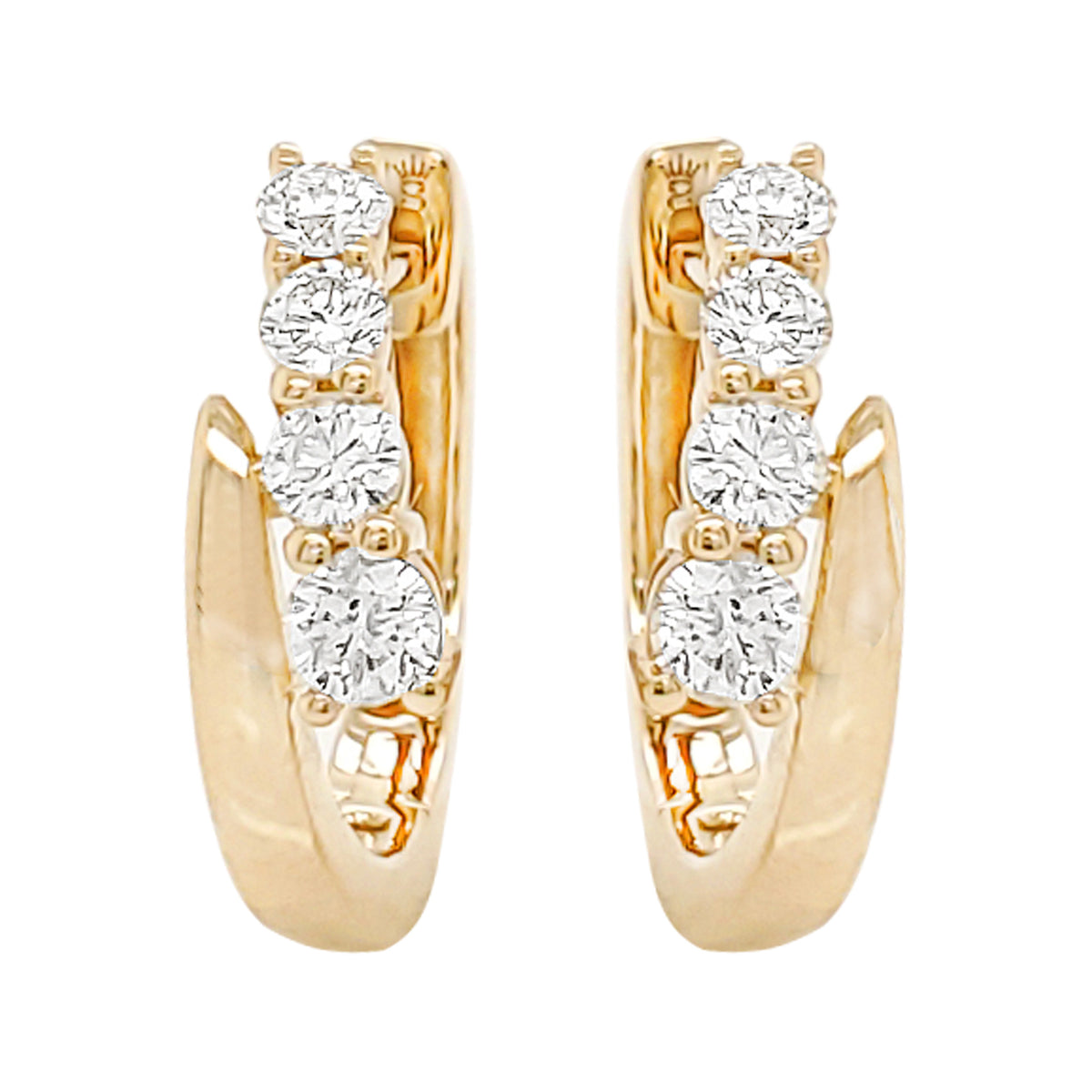 14K Solid Gold Diamond Hoop Earrings: Dainty Fine Jewelry