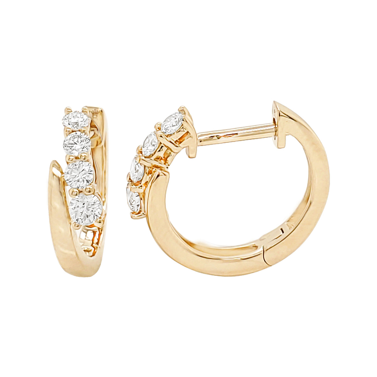 14K Solid Gold Diamond Hoop Earrings: Dainty Fine Jewelry