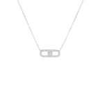 14K White Gold Baguette Diamond Pendant Necklace, Art Deco Bridal Gift