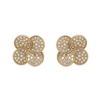14K Yellow Gold Diamond Flower Stud Earrings, PavÃ© Floral Disks, 2/5 CTW