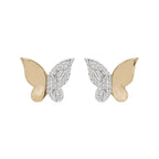 14K Gold Diamond Butterfly Earrings, PavÃ© Studs, Nature Jewelry