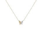 14K Yellow Gold Diamond Butterfly Necklace, 18 Inch Cable Chain