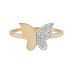 14K Yellow Gold Diamond Butterfly Ring, Nature Inspired Statement Band