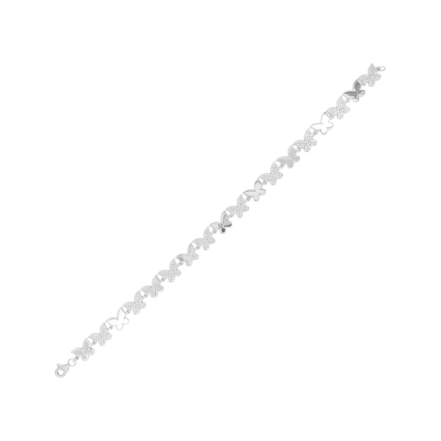 14K White Gold Diamond Butterfly Bracelet, Nature Inspired Jewelry