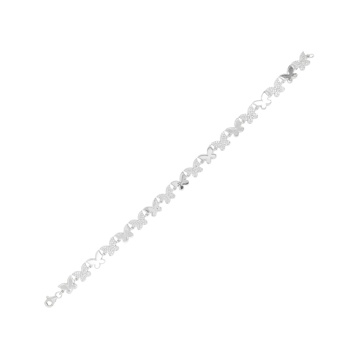 14K White Gold Diamond Butterfly Bracelet, Nature Inspired Jewelry