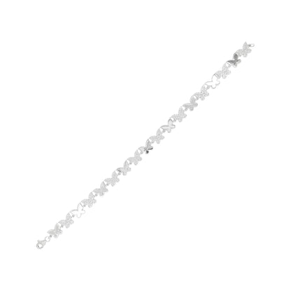 14K White Gold Diamond Butterfly Bracelet, Nature Inspired Jewelry
