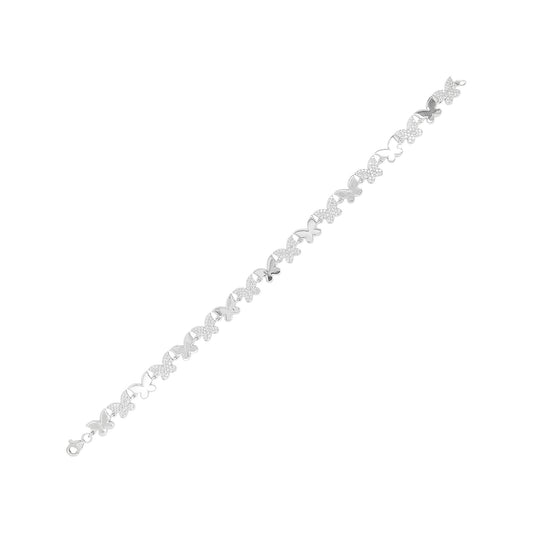 14K White Gold Diamond Butterfly Bracelet, Nature Inspired Jewelry