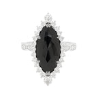 Marquise Black Diamond Halo Ring | 14K White Gold, 3.9CT