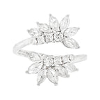 18K White Gold Marquise Diamond Floral Bypass Ring, 1 CTW