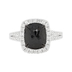 Cushion Black Diamond Ring | 14K Gold Single Halo Engagement Ring