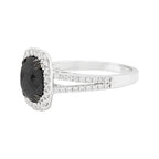 Cushion Black Diamond Ring | 14K Gold Single Halo Engagement Ring
