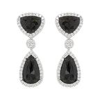 14K White Gold Pear Trillion Diamond Halo Drop Earrings