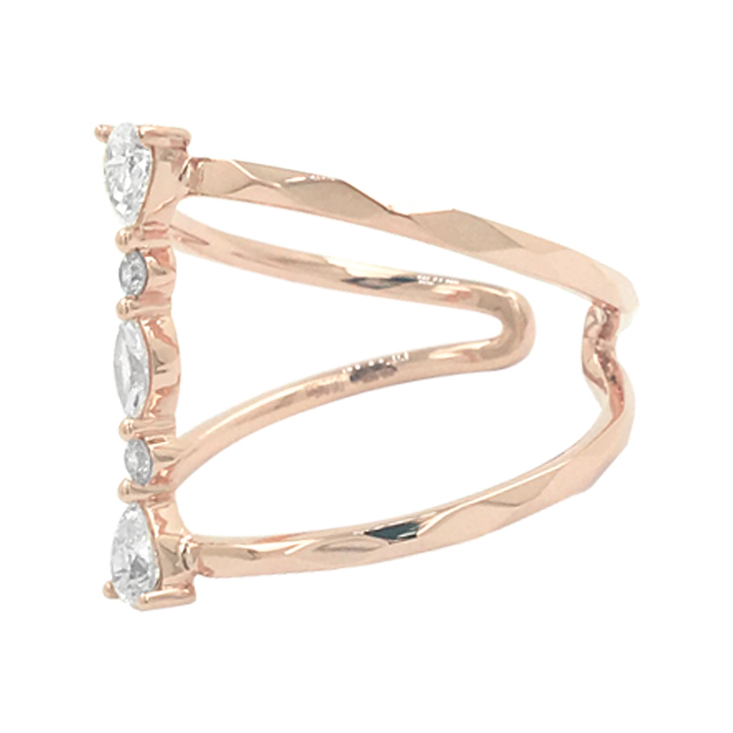 10K Rose Gold Diamond Ring Pear Marquise Round Cut 2/5 CTW  Band Bridal Engagement Jewelry Anniversary Gift