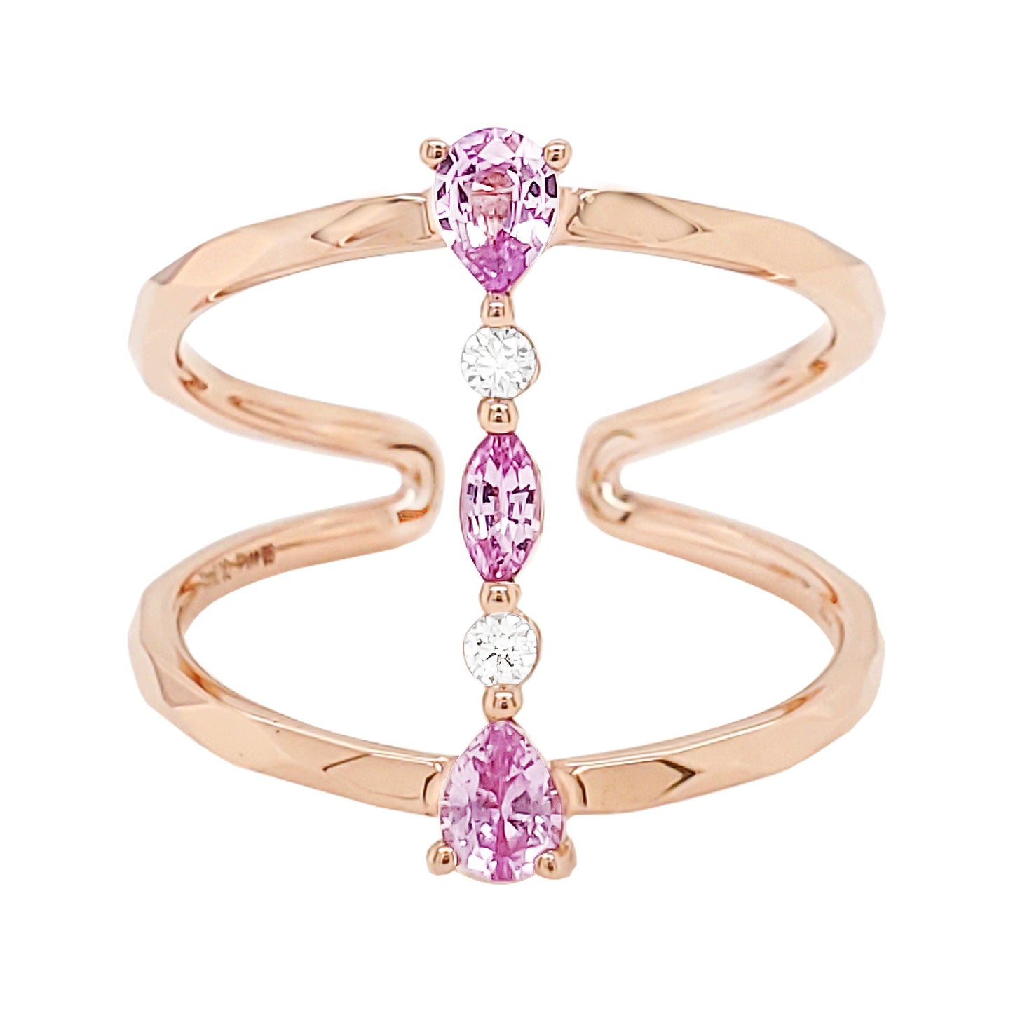 10K Rose Gold Pink Sapphire Diamond Wrap Ring