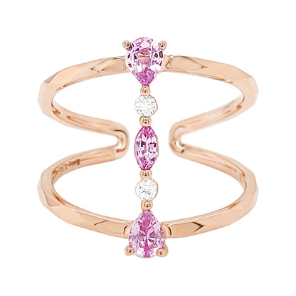 10K Rose Gold Pink Sapphire Diamond Wrap Ring