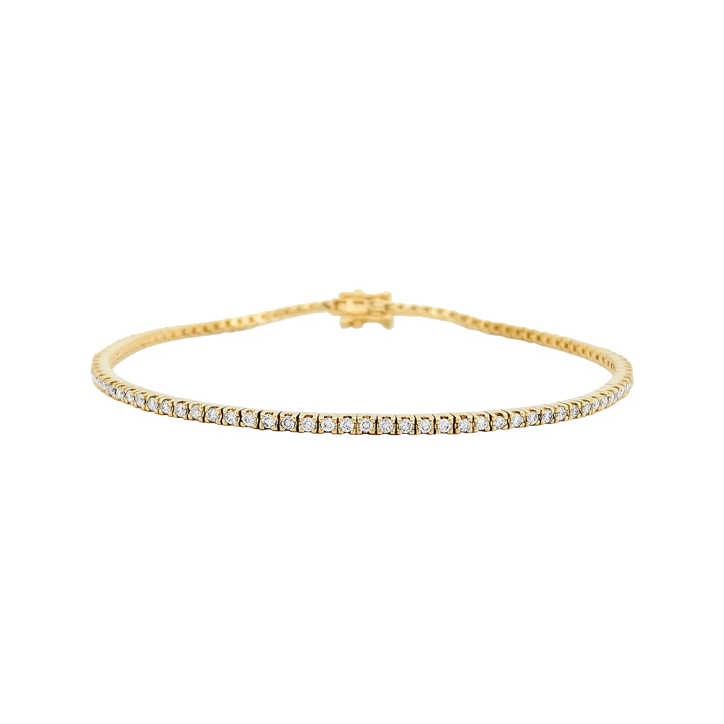 14K Solid Gold Diamond Tennis Bracelet, 1.0 CTW, 7 Inch