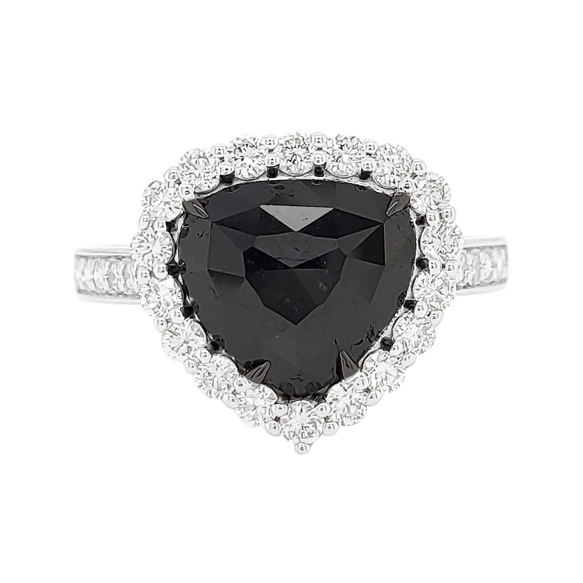 14k Gold Trillion Black Diamond Halo Ring | 2 2/5 CTW Engagement Ring
