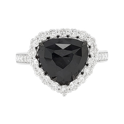 14k Gold Trillion Black Diamond Halo Ring | 2 2/5 CTW Engagement Ring