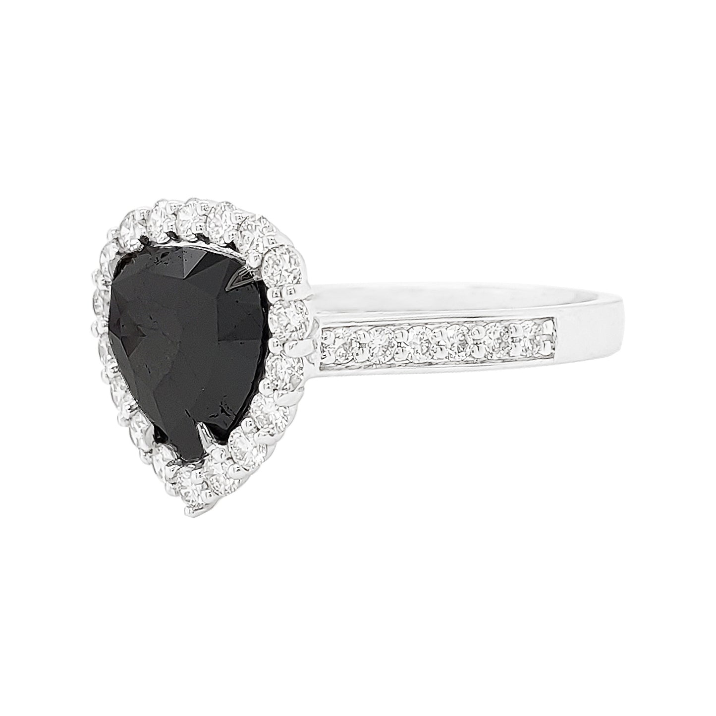 14k Gold Trillion Black Diamond Halo Ring | 2 2/5 CTW Engagement Ring