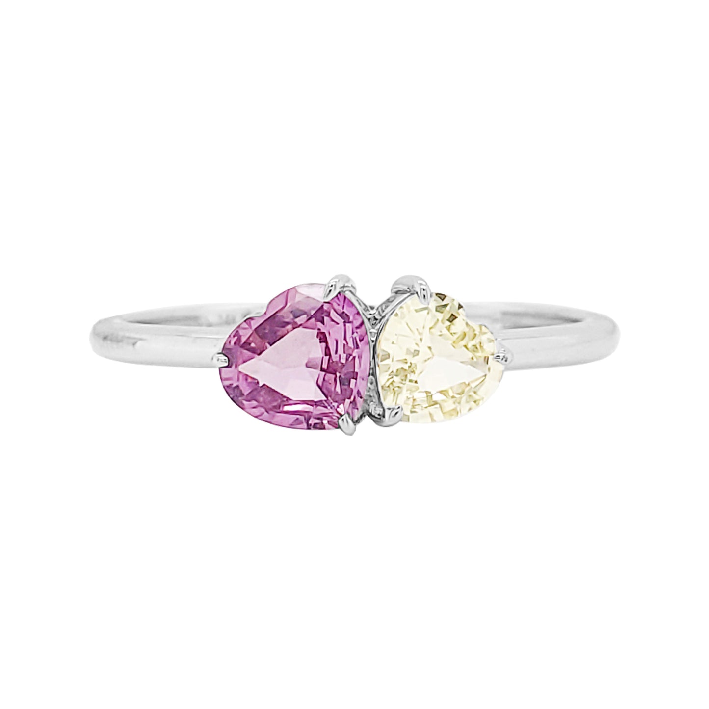 Dual Heart Sapphire Ring: 14K Gold Romantic Gemstone Jewelry