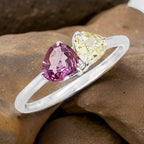 Dual Heart Sapphire Ring: 14K Gold Romantic Gemstone Jewelry