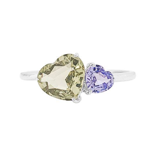 Heart Shape Multicolor Sapphire Ring - 14K Gold Engagement, Wedding