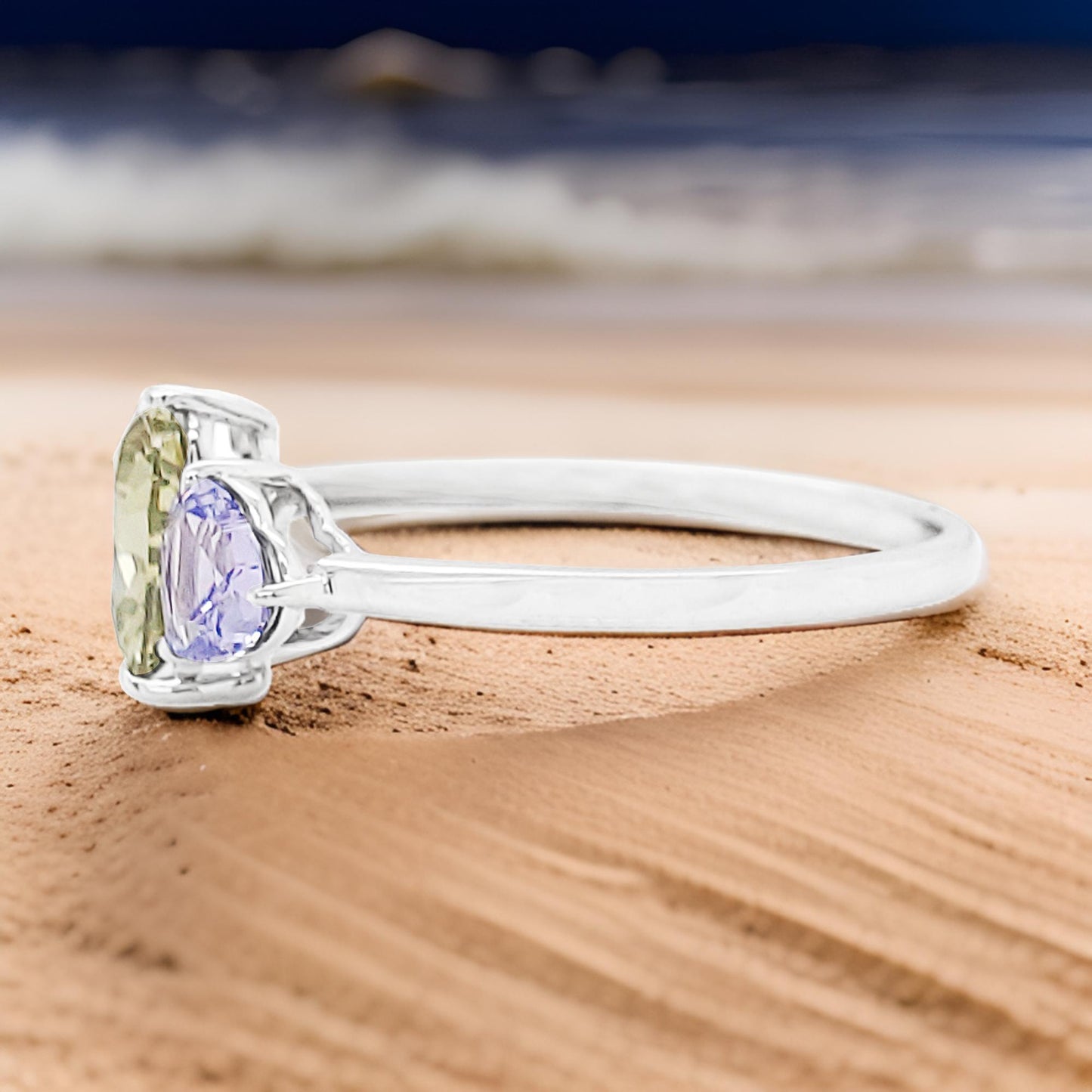 Heart Shape Multicolor Sapphire Ring - 14K Gold Engagement, Wedding