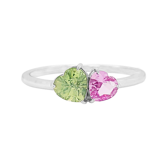 14K Gold Heart-Shaped Sapphire Ring: Multicolor Gemstone